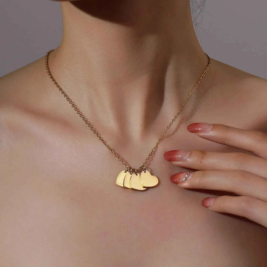 Personalized Name Heart Engrave Letter Necklace - Mother Kids