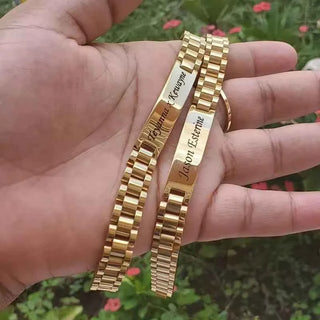 Custom Name Watch Link Chain Bracelet - Adjustable