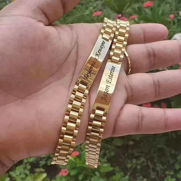 Custom Name Watch Link Chain Bracelet - Adjustable