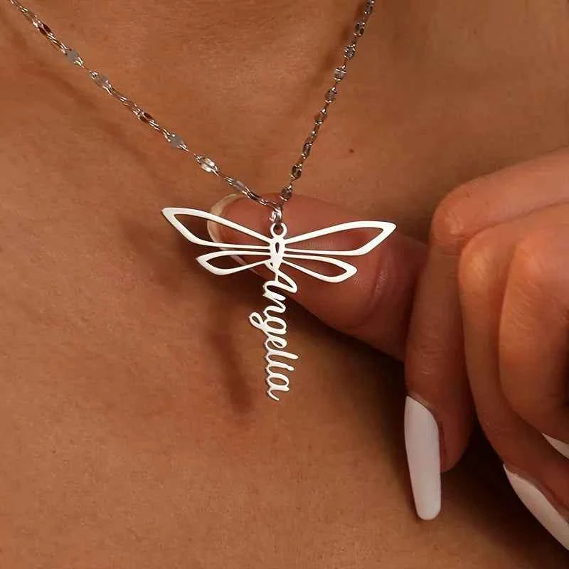 Dragonfly Name Clavicle Necklace - Bohemian Jewelry