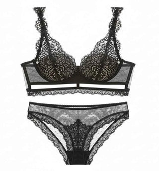 Deep V Cotton Embroidery Bra Set
