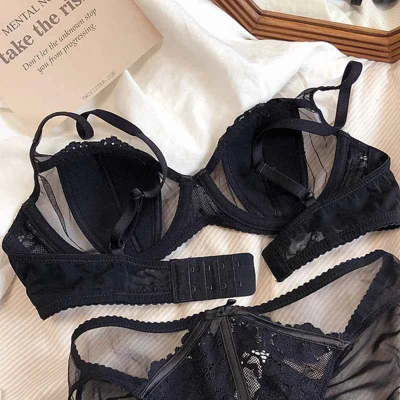 Ultra-Thin Half-Cup Push-Up Bra Set - Plus Size