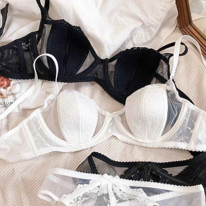 Ultra-Thin Half-Cup Push-Up Bra Set - Plus Size