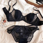 Ultra-Thin Half-Cup Push-Up Bra Set - Plus Size